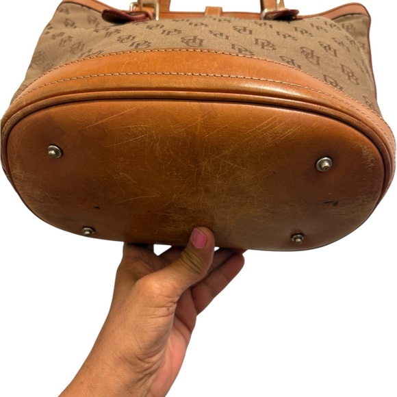 Dooney & Bourke Monogrammed Canvas/Leather Shoulder Bucket
Bag Brown/Tan - Picture 6 of 16